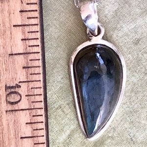 Small Simple Labradorite Sterling Drop Pendant